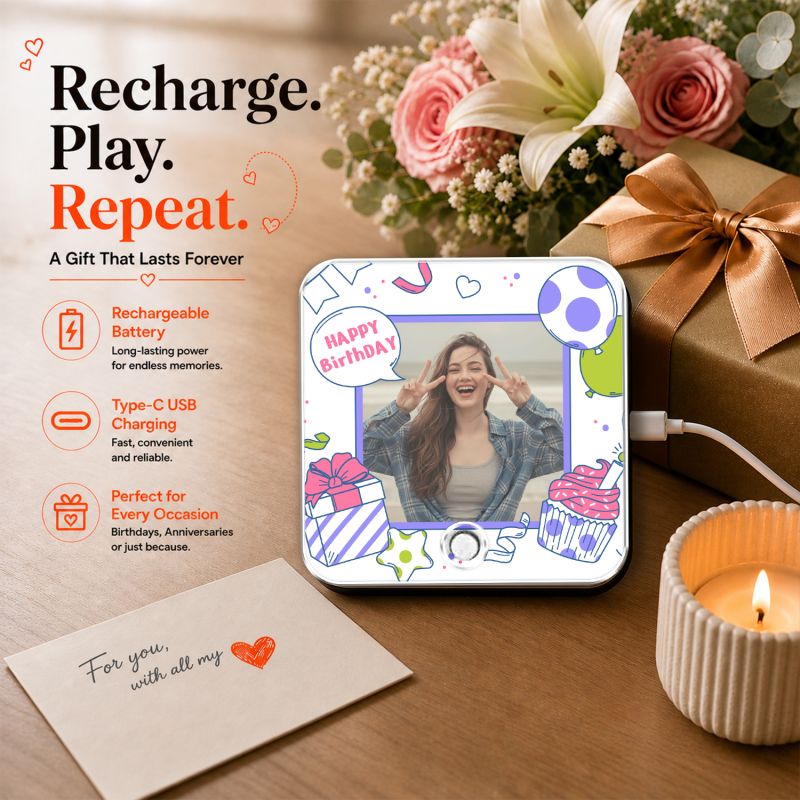 Customized Happy Birthday Musical Fridge Magnet with Music Speaker  Rechargeable Speaker with On/Off Button  Birthday Gift for Girlfriend, Sister, Best Friend